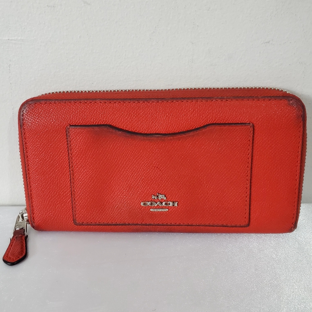 Coach Wallet Miami Red Zip Around Wallet Accordion Wallet